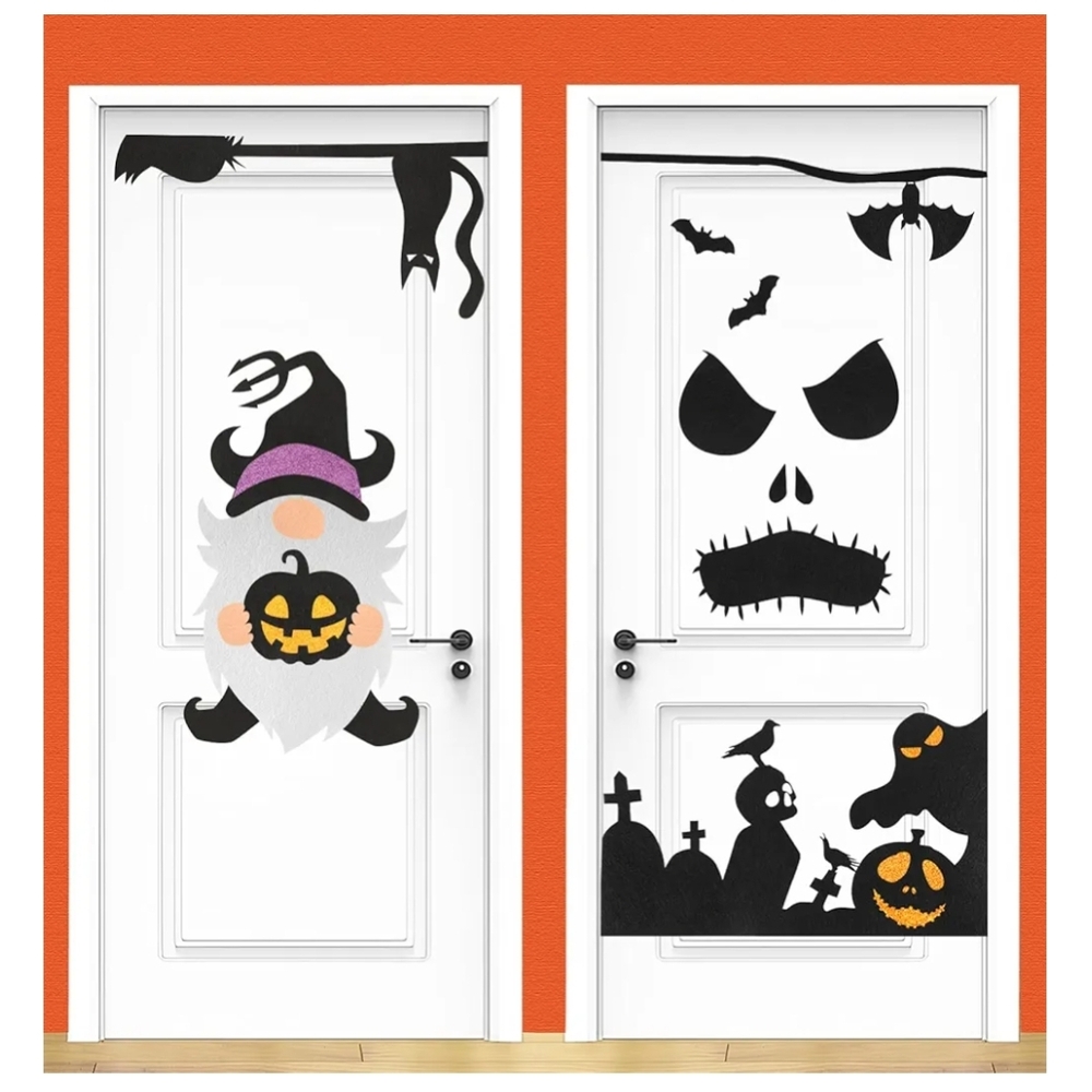 Halloween Door Cover Set with Gnome and Spooky Faces